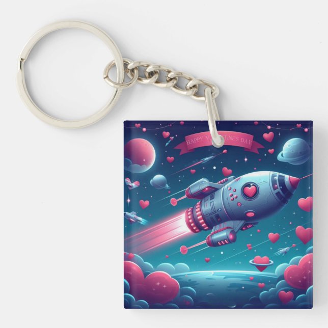 Porte-clefs Cool/futuriste la Saint Valentin (Devant)