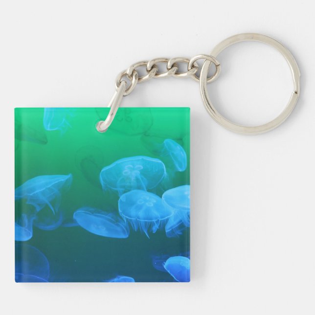 Porte-clefs Cool Jellyfish Green Blue Gradient (Dos)