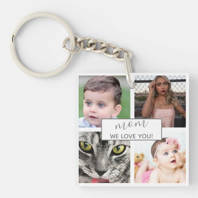 Porte-clefs Cool Modern Mom We Love You Photo Collage (Devant)