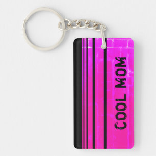 Porte-clefs COOL MOM Hot Rose rayé personnalisable