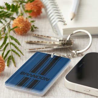 Porte-clefs Cool personnalisé bleu foncé noir course automobil