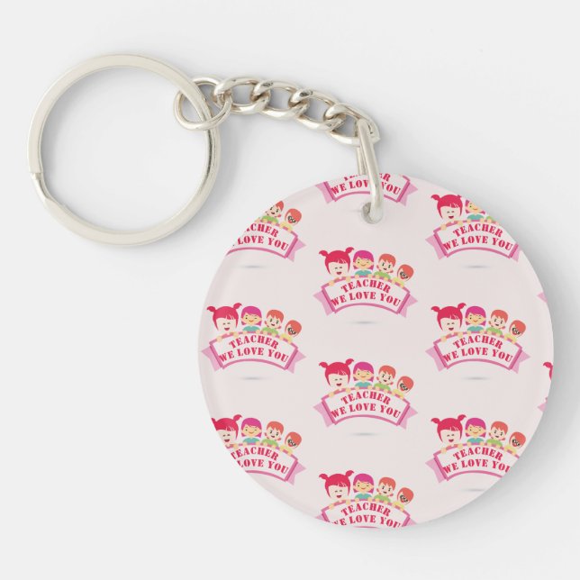 Porte-clefs Cool Pink Enseignant We Love You Enseignant Appréc (Devant)