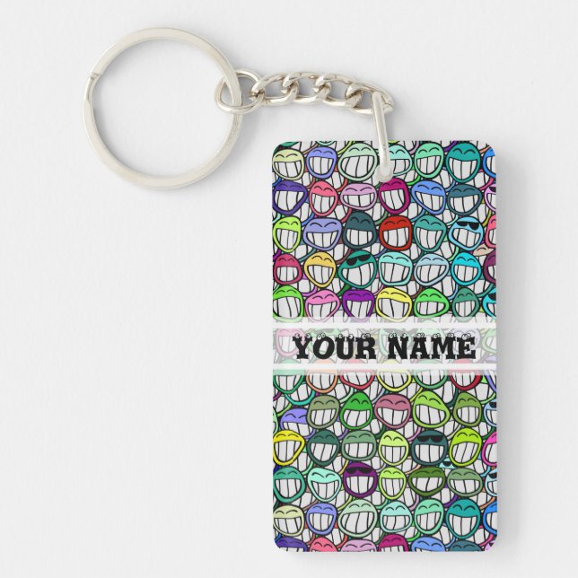 Porte-clefs COOL SOURIRE FACES GROUPE + votre texte (Devant)