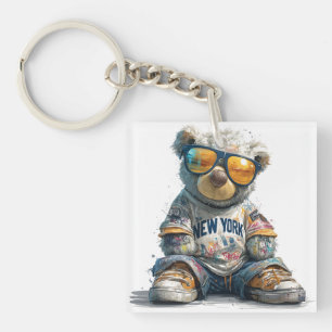 Porte-clefs Cool Teddy Bear dans les lunettes de soleil et une