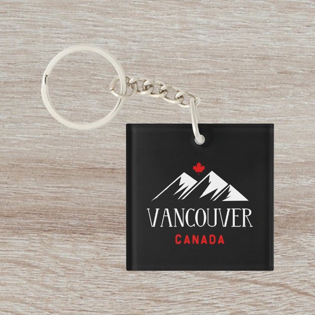 Porte-clefs Cool Vancouver Canada Mountains Maple Leaf Dark (Créateur téléchargé)