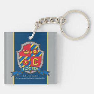 Porte-clefs Cooper nom signification lettre C chevalier crête 