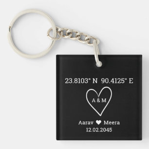 Porte-clefs Coordonnées de Love Wedding Favor