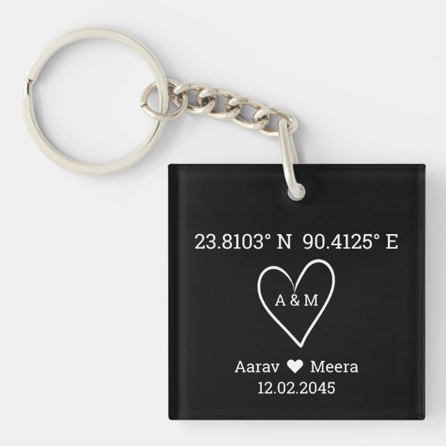 Porte-clefs Coordonnées de Love Wedding Favor (Devant)