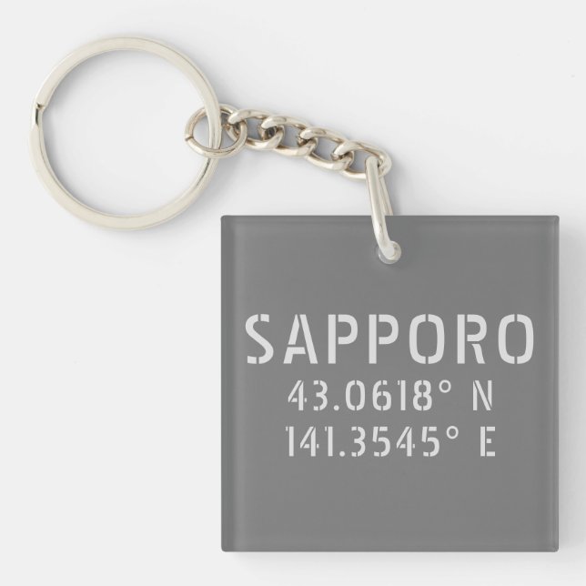 Porte-clefs Coordonnées Sapporo Latitude & Longitude (Devant)