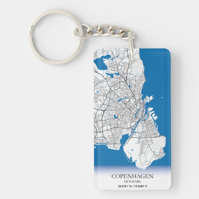 Porte-clefs Copenhague Danemark City Carte Voyage Simple Minim (Devant)