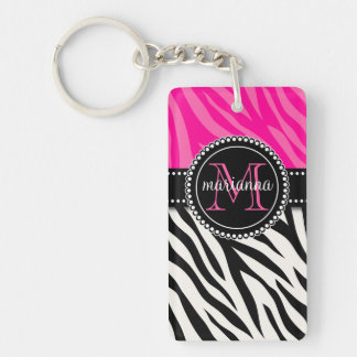Porte-clefs Copie rose noire Girly moderne de zèbre