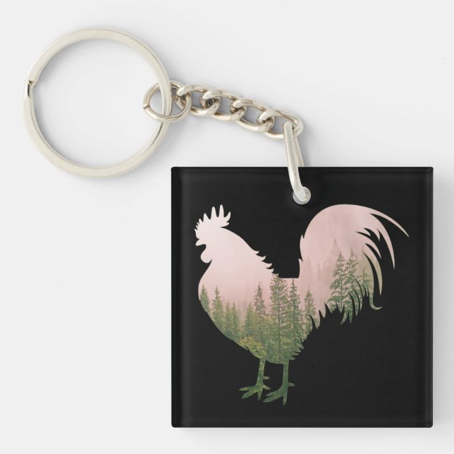 PORTE-CLEFS COQ DE LA NATURE STYLE FORET (Devant)