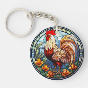 Porte-clefs Coq de poulet en verre doux