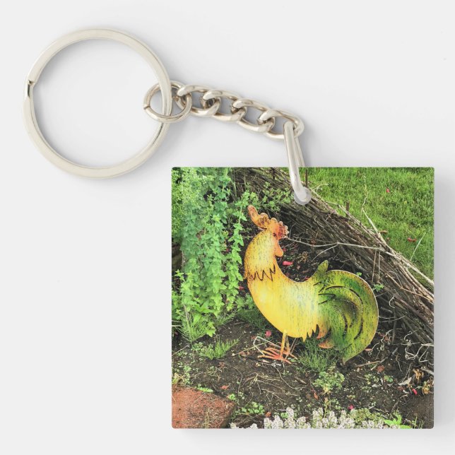 Porte-clefs Coq jaune et vert (Devant)