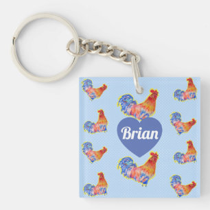 Porte-clefs Coq Rouge Garçons Hommes Anniversaire