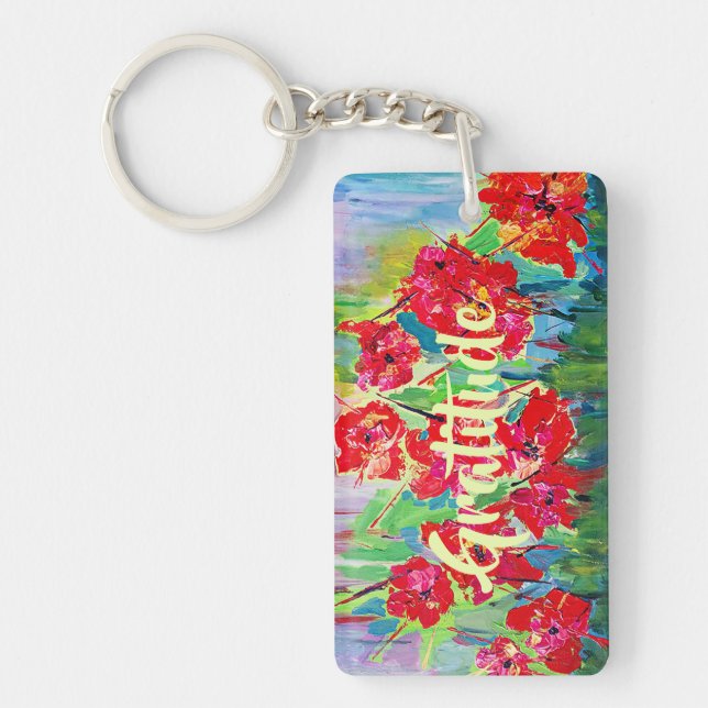 Porte-clefs Coquelicots anglais et hébreu (Devant)