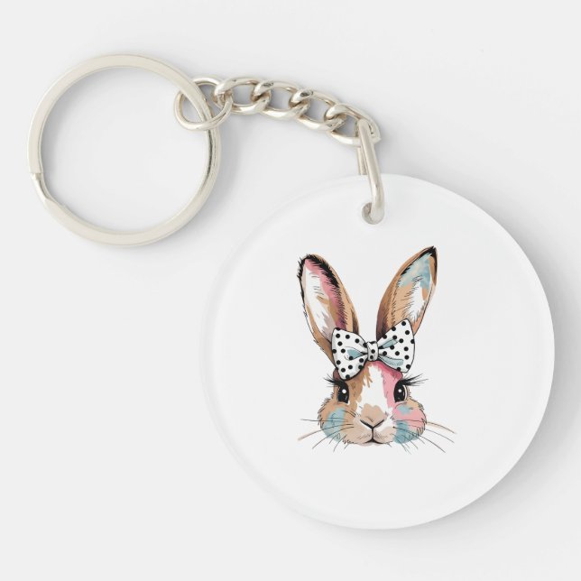 Porte-clefs Coquette Bunny Bow Porte - clé de Pâques (Devant)