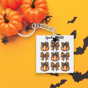 Porte-clefs Coquette du Citrouille Halloween Leopart Bow