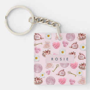 Porte-clefs Coquette personnalisée Monogramme Coquette Vintage