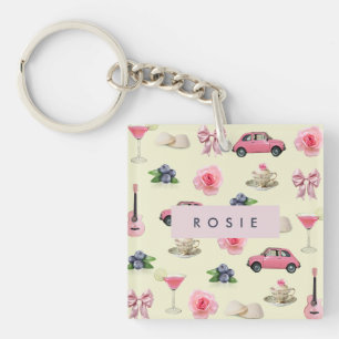 Porte-clefs Coquette personnalisée Monogramme Coquette Vintage
