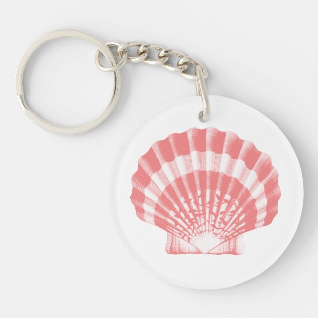 Porte-clefs Coquillage - corail rose et blanc (Devant)