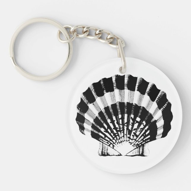 Porte-clefs Coquillage noir et blanc (Devant)