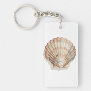 Porte-clefs Coquillage rose et crème