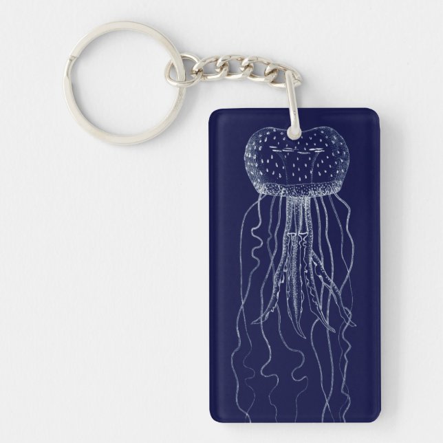 Porte-clefs Coquillages blancs et bleus (Devant)