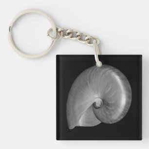 Porte-clefs Coquille de nautile noir et blanc