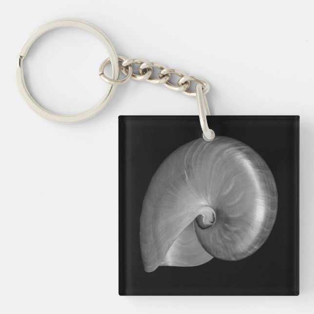 Porte-clefs Coquille de nautile noir et blanc (Devant)