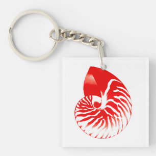 Porte-clefs Coquille de Nautilus - rouge foncé et blanc