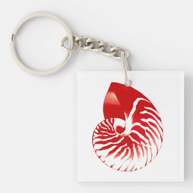 Porte-clefs Coquille de Nautilus - rouge foncé et blanc (Devant)