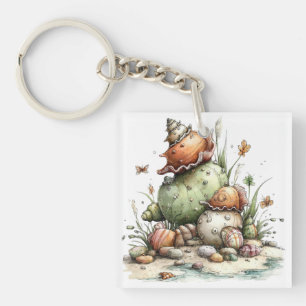 PORTE-CLEFS COQUILLES MARINES THÉMATIQUES ÉTÉ FANTASQUES ROUGE