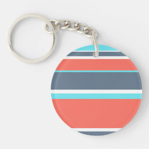 Porte-clefs Corail vivant, bandes bleues et grises