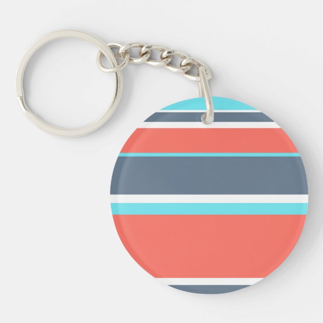 Porte-clefs Corail vivant, bandes bleues et grises (Devant)
