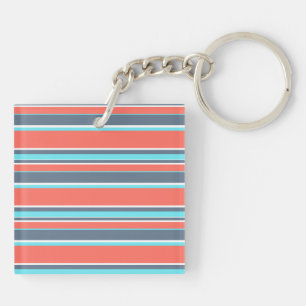 Porte-clefs Corail vivant, bandes bleues et grises