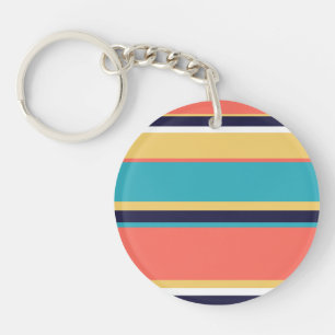 Porte-clefs Corail vivant, rayures bleues et jaunes