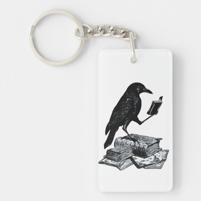 Porte-clefs Corbeau magique avec livres académiques (Devant)