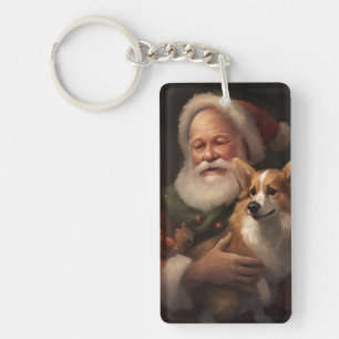 Porte-clefs Corgi avec Noël Festif du Père Noël