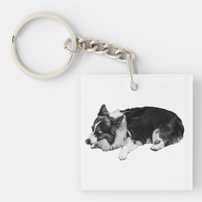 Porte-clefs corgi doux et calme, (Devant)