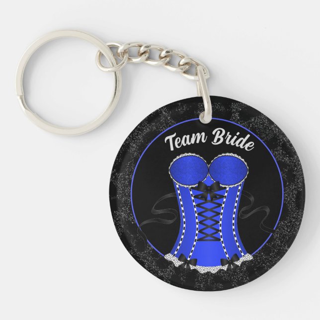 Porte-clefs Corset bleu flirtant de l'équipe de la mariée (Devant)