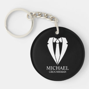 Porte-clefs Costume de mariage noir et cravate personnalisés p