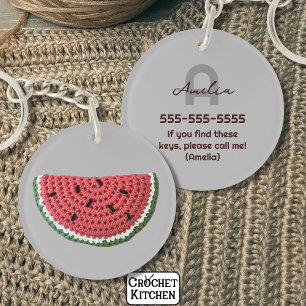 Porte-clefs Cosy Crochet Watermelon Fruit Monogramme esthétiqu