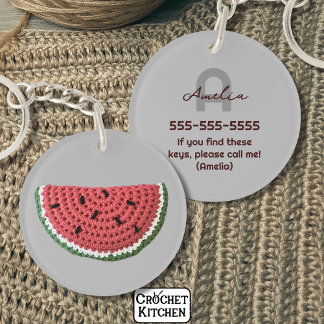Porte-clefs Cosy Crochet Watermelon Fruit Monogramme esthétiqu