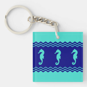 Porte-clefs Côte Turquoise Bleu Océan Hippocampe