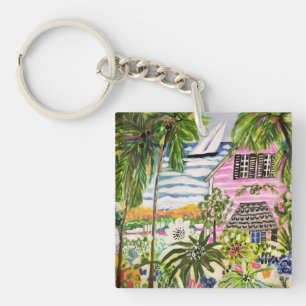 Porte-clefs Cottage rose sur la baie I