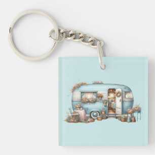 Porte-clefs Cottagecore Camper Vintage Floral Accents Boho
