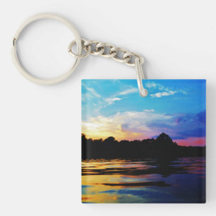 Porte-clefs Coucher de soleil arc-en-ciel sur le lac de montag
