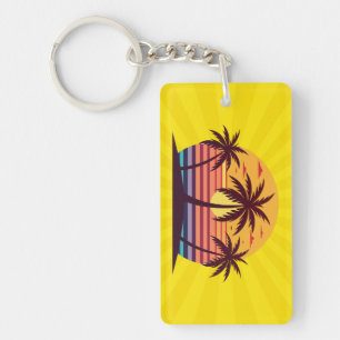 Porte-clefs Coucher de soleil avec palmiers Vector