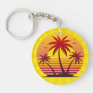 Porte-clefs Coucher de soleil avec vecteur de palmiers